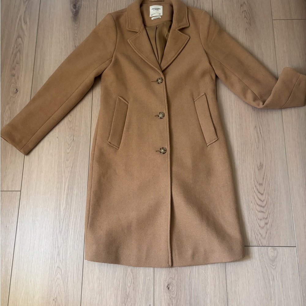 Abercrombie & Fitch Camel Single-Breasted Wool Coat